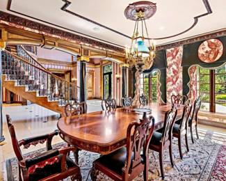 Paramount Antiques & Reproductions Flame Mahogany and Satinwood Dining Table                                
