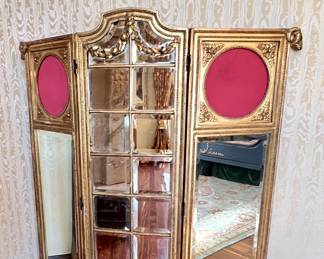 Late 19th Century Giltwood 3 Panel Screen