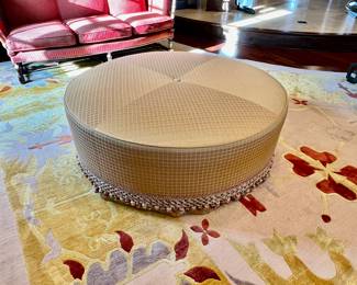 Gold Upholstered Ottoman
