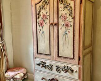 Plenty's Horn Hand Painted Wardrobe with Floral Motif