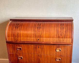 Mid-Century Modern Teak Roll Top Desk