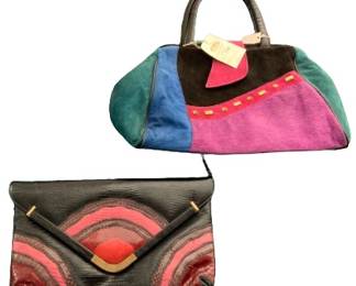 Deadstock 80s Bag and 70s PINK SNAKESKIN Envelope Purse 