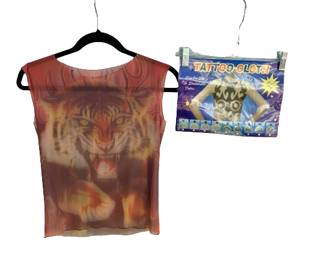 1990s MESH Tiger print Top in pkg 