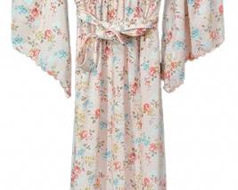 1970s Angel Sleeve Orange Print Maxi