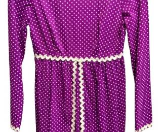 1960s Purple Print Mini Dress