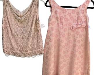 1950s Pink Beaded Top and Pink 60s mini 