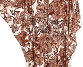 1960s incredible cotton caftan with  Indonesian figural print