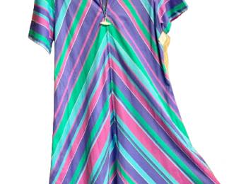 1960s Deadstock Chevron Dress Zip Front 