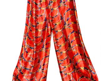 1970s Palazzo Pants With Amazing Print 