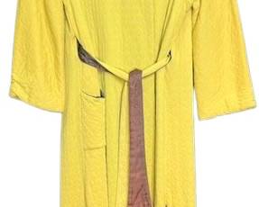 1940s bright, yellow quilted lounging robe