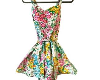 1960s Cotton Floral Print Romper Playsuit 