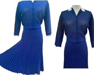 1940s Hand Knit Sweater Skirt Set 