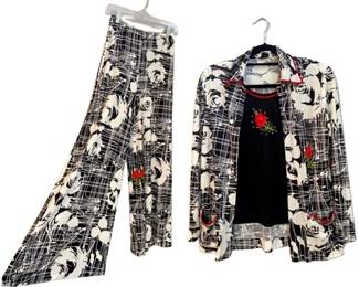 1970s Printed Palazzo Pants Set 