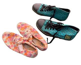 Vintage 60s Flower Canvas Shoes and Street vision tennis shoes 