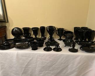 Collection Of LE Smith, Fenton Black Glass