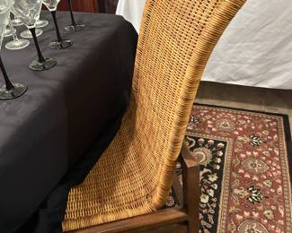 Pair of Rattan and Wood Chairs