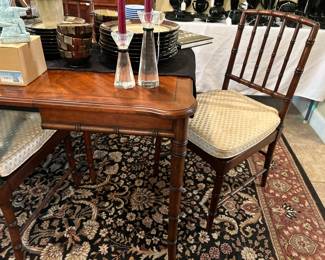 Vintage Chinese Bamboo Dining Table with 4 Chippendale style Stairs