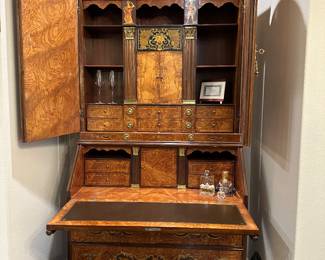 Ornate Inlaid wood Secretary Desk