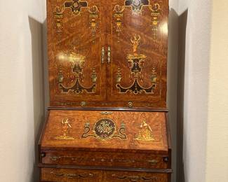 Ornate Inlaid wood Secretary Desk