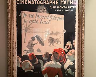 Theatre Du Cinematographe Path'e Vintage Poster framed. 39" x 54"