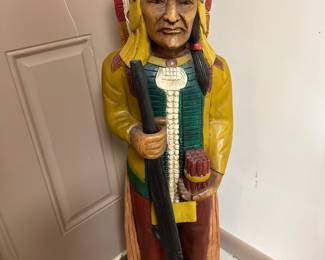 Vintage Cigar Store Indian. Indian does have a crack on head as shown in photos. However, still in tack and good condition.