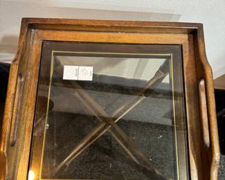 Rattan Glass Top Small Accent Table