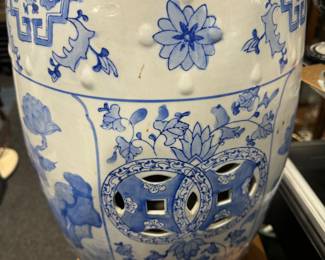 Ceramic Blue & White Asian  Garden Seat