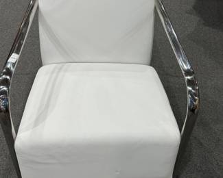 Modern White Cushion Chrome Armchair