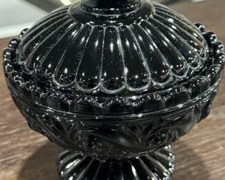 Baccarat Black Crystal Lidded Candy Dish