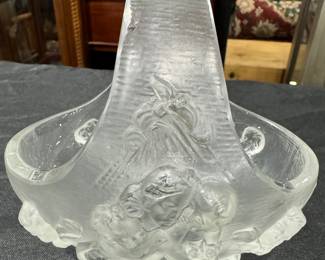 R. Lalique Signed Crystal Basket