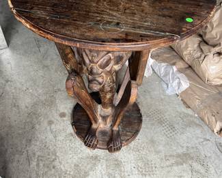 African Antique Hand Carved Round Table