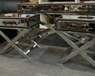 Chrome & Leather Accent Side Tables