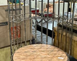 Ornate  Metal Cage Wine Bar/Cabinet With Marble Surface
