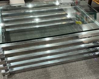Chrome Geometric Glass Top Coffee Table