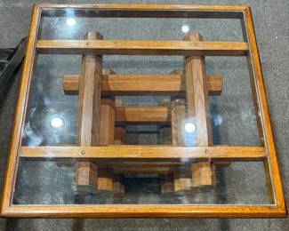 Wood & Brass Stacked Coffee Table