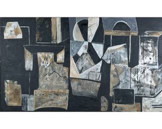 E. ABRAMS (20TH CENTURY) ABSTRACT | Oil on canvas 20 x 34 in. (Canvas). - w. 36 x h. 22 in (frame)

