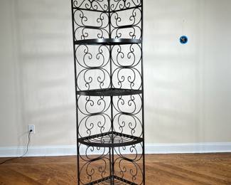 CONTEMPORARY GRAY FINISH BAKERS RACK |  l. 19 x w. 19 x h. 82 in
