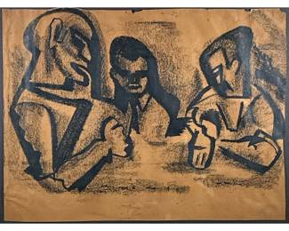 DORIS GROSS (20TH CENTURY) | Charcoal on Paper 18.25 x 23 in. (paper) Signed lower right. -  w. 32 x h. 27 in (frame)

