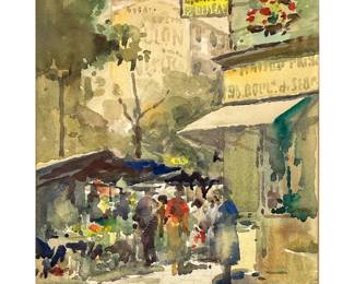 FRENCH SCHOOL WATERCOLOR (20TH CENTURY) | 13 x 11 in. (Sight) Signed lower right "Blagon" (sp?) Paris, 1951. - w. 18 x h. 21.5 in


