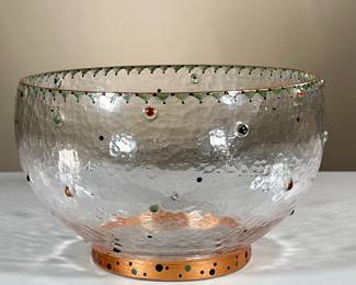 SMYER JEWELED GLASS BOWL | h. 5.5 x dia. 9 in
