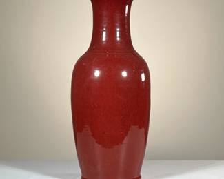 CHINESE OXBLOOD VASE | No apparent marking. - h. 22 x dia. 8.5 in

