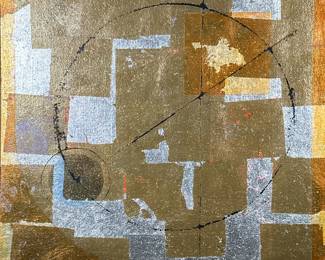 JOACHIM HANS THEMAL (GERMAN, B. 1911) | Untitled. Gold and silver leaf and paint on canvas.  30 x 31 in., stretcher. Signed on verso "THEMAL" in a black and gilt frame. - w. 36.5 x h. 36.5 in








