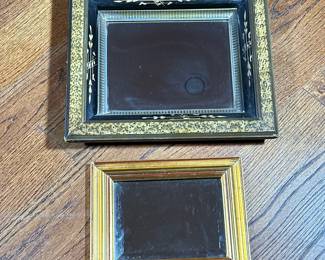 (2PC) SMALL GILT DECORATED MIRRORS |  w. 13 x h. 15.5 in (larges)
