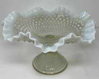 Lot 216 | Fenton Moonstone Hobnail Glass Pedestal Bowl