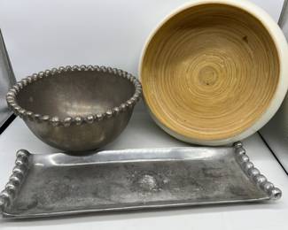 Lot 127 | As Found Metal Bowl Tray Wood Bowl