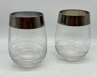 Lot 104 | Platinum Banded Stemless Wine Glasses