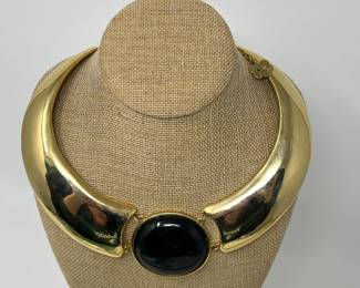 Lot 403 | Chunky Goldtone & Black Enamel Necklace As Found
