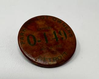 Lot 381 | 1932 Detroit Parking Lot Owners Badge