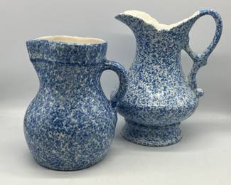 Lot 41 | Blue Stipple Spongeware Pitcher Jug