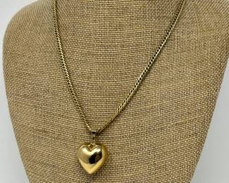 Lot 413 | 14K Gold Puffy Heart Charm on Chain